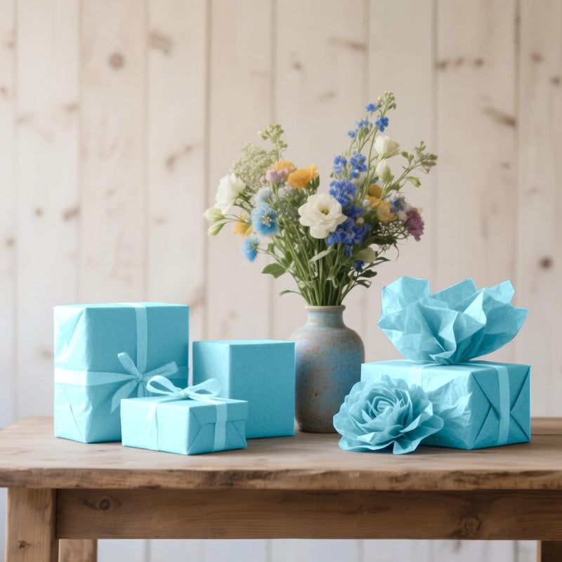 PLULON 60 Sheets Light Blue Tissue Paper Bulk, Gift Wrapping Tissue Paper for Packaging 14 x 20 Inch Art Crafts for Gift Bags Decorative Floral Wedding Birthday Party Decor - Image 5